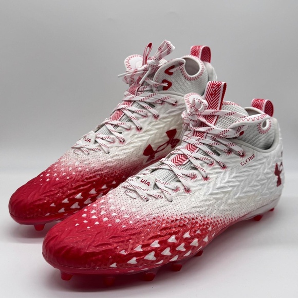 Under Armour Spotlight Clone 3.0 MC Football Cleats White Red Mens Size 15 main image 9